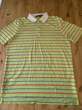 RLX Ralph Lauren Performance Golf Polo Men's Medium M Striped Rugby Style